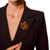 Frunză de arțar roșu zirconiu broșă elegant pin frunze