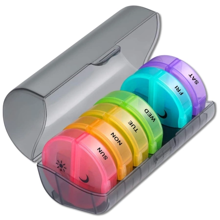 Cutie, casetă, organizator colorat pentru medicamente 7 zile