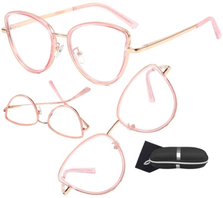 Ochelari eleganti, roz, cat-eye cu antireflex