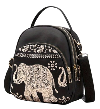 Femeii mici rucsac sac de umăr 2in1 negru rucsac urban