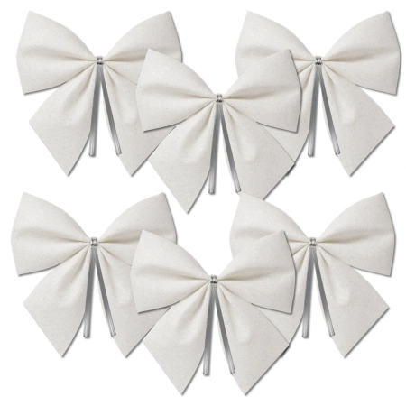 Decorațiuni de Crăciun cu funde, set de 6 bucăți, funde albe