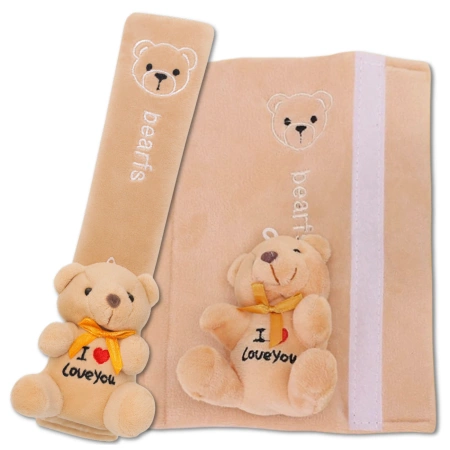 Husă pentru centura de siguranță, ursuleț decorativ pentru copii