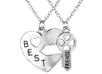 Colier prietenie 2 în 1 Cheie inimă CEI CEL MAI PRIETENI PENTRU TOTDEAUNA NOU