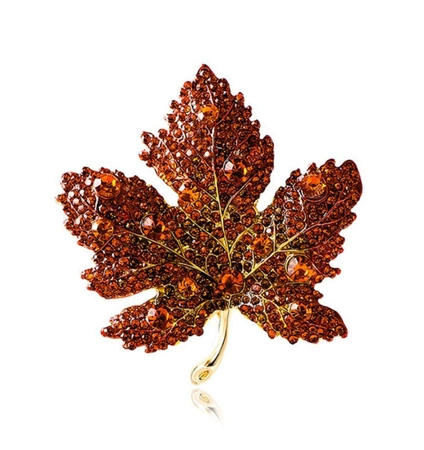 Frunză de arțar roșu zirconiu broșă elegant pin frunze