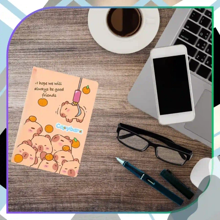 Caiet 4 piese Capybara colorat cu linii 60 pagini A5