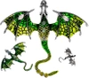 Brosa eleganta cu zirconi, dragon verde