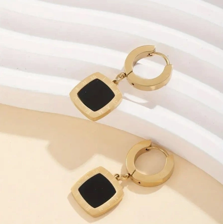 Cercei ceas din aur, otel chirurgical, patrate elegante