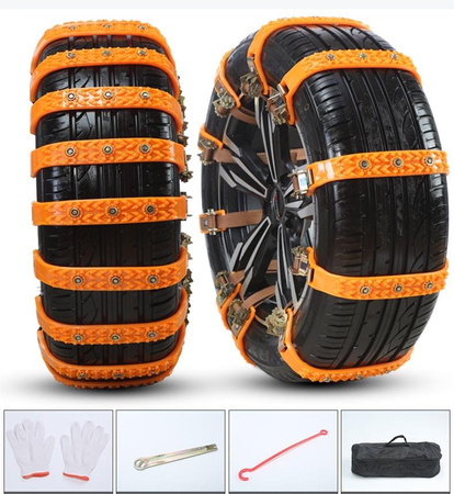 Lanturi de zapada 10 buc, antiderapante pentru 1-4 roti, cu geanta si scule