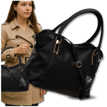 Geanta shopper dama neagra BAD&BAGS geanta de umar din piele ecologica