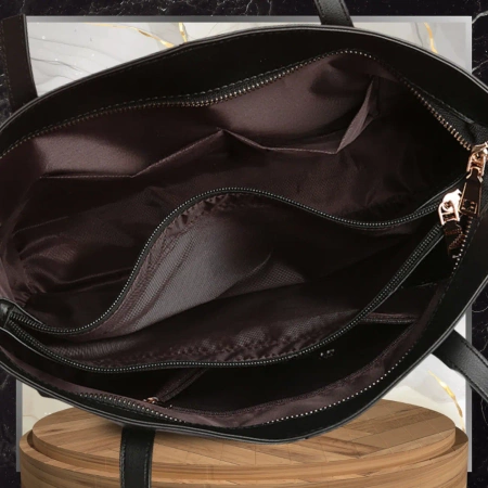 BAD&BAGS geantă de mână din piele clasică neagră shopper