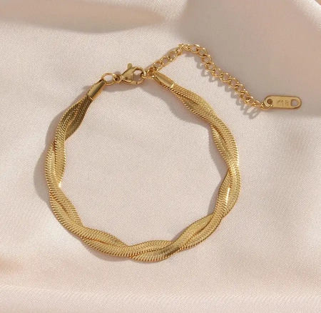 Bratara de sarpe placata cu aur, otel chirurgical auriu