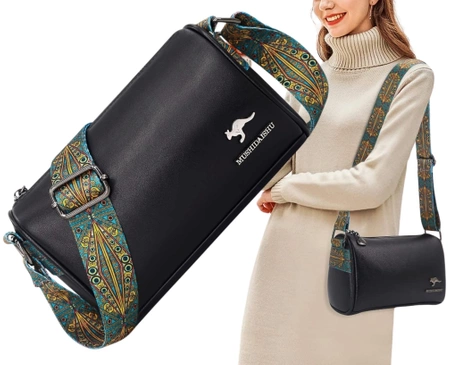 Elegant negru piele geanta de umăr doamnelor postbag
