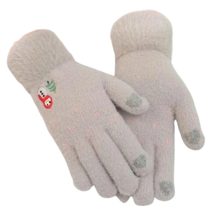 Mănuși calde de iarnă pentru femei, brodate cu model de Crăciun