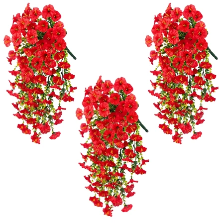 Agățat flori decorative ghirlanda artificială 3 buc roșii