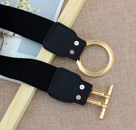 Cureaua de dama neagra pentru o rochie Elastic gold