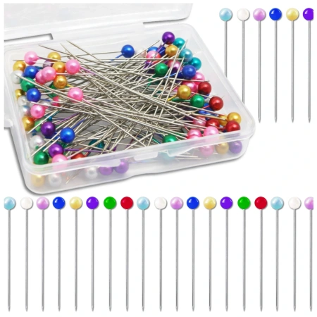 Set de 100 de ace de croitorie cu cap rotund 65mm colorate