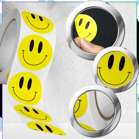 Autocolante colorate pentru copii, pe rolă de 500 buc. Zâmbet motivațional