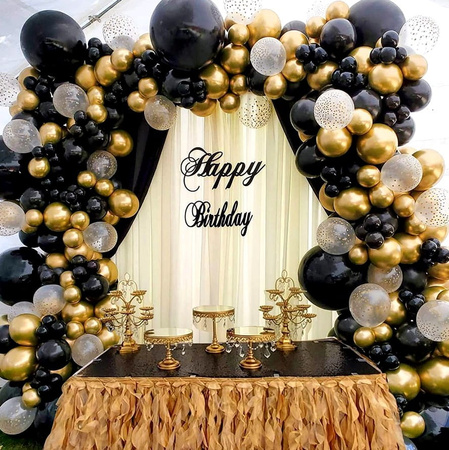 Un set pentru crearea unei ghirlande de 80 de bucăți de baloane confetti din aur negru