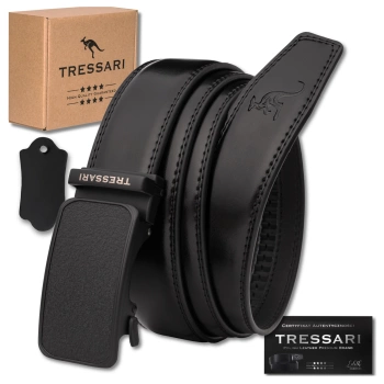 Curea pantaloni automata neagra barbati, piele naturala, 125 cm TRESSARI