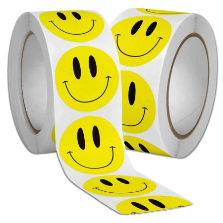 Autocolante colorate pentru copii, pe rolă de 500 buc. Zâmbet motivațional
