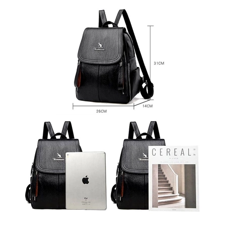 Rucsac urban elegant, negru, din piele ecologică