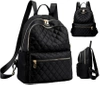 Rucsac elegant de dama negru cu accesorii matlasate aurii