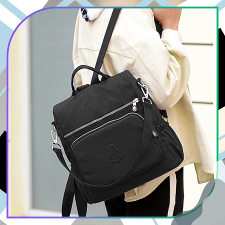 Rucsac de dama negru, impermeabil, spatios, elegant