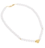 Colier de perle de aur din oțel chirurgical inima perle elegant