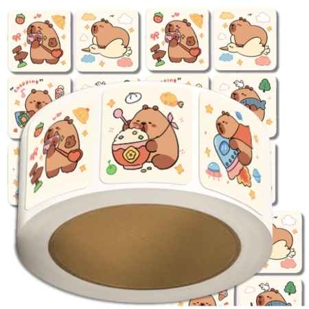Autocolante capibara desene animate colorate pe rola 300 buc pentru copii DIY
