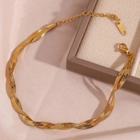 Bratara de sarpe placata cu aur, otel chirurgical auriu