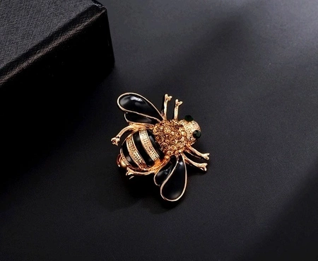 Broșă de albină din aur cu zirconi