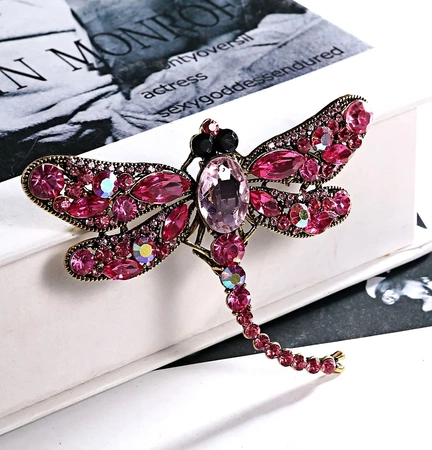 Brosa cu ace de zirconi insecta retro DRAGONFLY boho