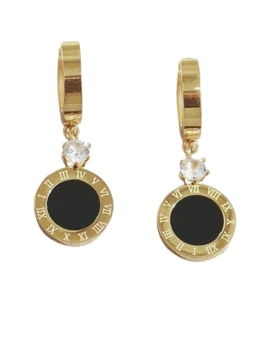 Cercei ceas din aur, zirconiu cubic, otel chirurgical, cerc elegant