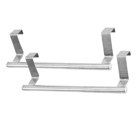 Hangers 2pc pentru bucătărie dulap baie ușă prosop feroviar argint