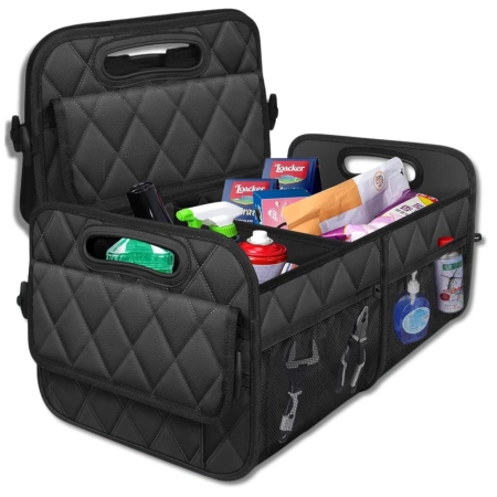 Organizator pliabil pentru portbagaj auto cu buzunare matlasate