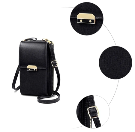 Pocheta mini dama, portofel din piele, husa telefon