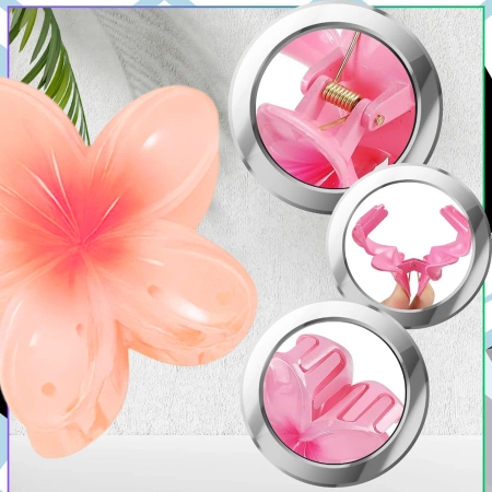 Set de 8 catarame cu clemă pentru falci flori hawaiane