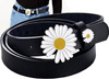 Cataramă de curea cu flori din piele margaretă neagră