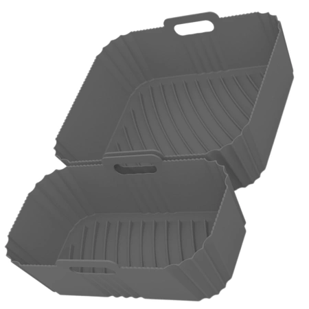 Inserție reutilizabilă din silicon pentru friteuză cu aer, 2 bucăți, tavă de copt gri