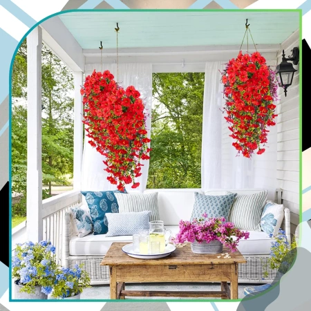 Agățat flori decorative ghirlanda artificială 3 buc roșii