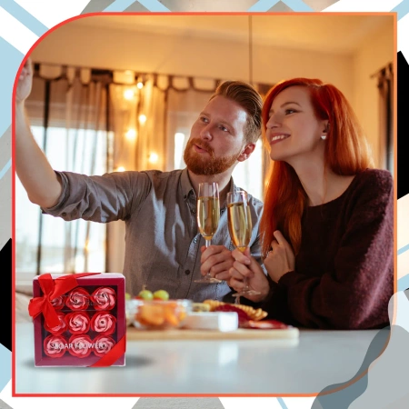 Trandafiri decorativi parfumati de sapun 9 buc. set cadou roșu