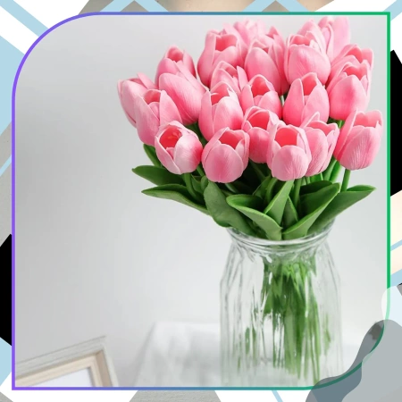 Buchet lalele artificiale 10buc flori decorative roz