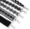 Set de 12 colier negru din dantelă