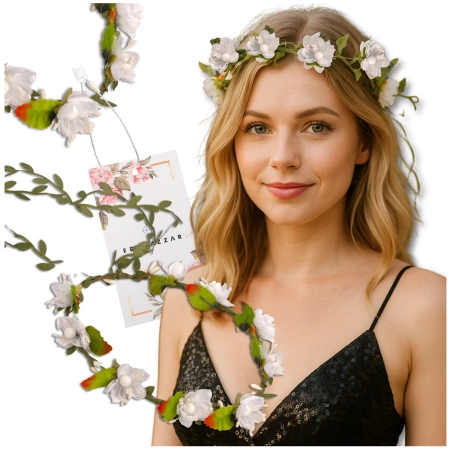 Coroană albă Bentita pentru împărtășanie Flori Trandafiri Stil Boho