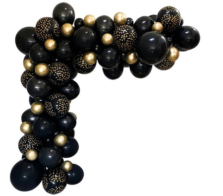 Un set pentru crearea unei ghirlande de 87 de bucăți de baloane negre și aurii