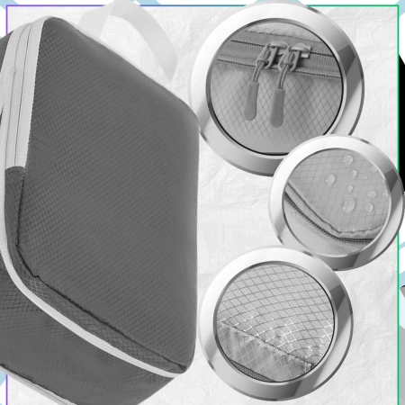 Set de 4 organizatoare pentru valiză de călătorie, gri, cu fermoar