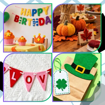 Foi decorative din fetru 30x30cm, set de 20 de bucăți, amestec de culori