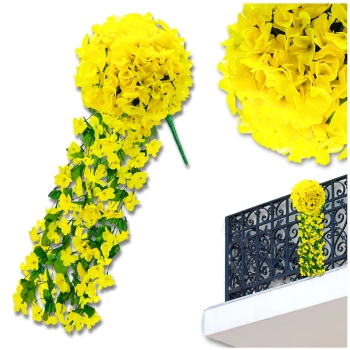 Atarnat flori artificiale galbene iedera cataratoare decorativ 1buc pentru balcon