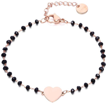 Bratara placata cu aur, otel chirurgical, margele de inima