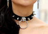 Colier din piele punk guler gotic choker cu vârfuri întunecate